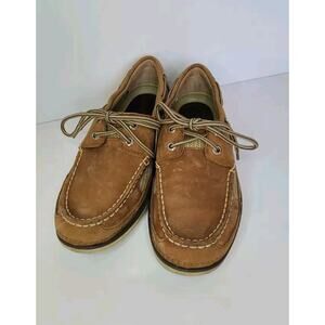 Sperry Top Sider Boat Shoes Mens Size 9 M Tan Leather 2-Eye Lace Up